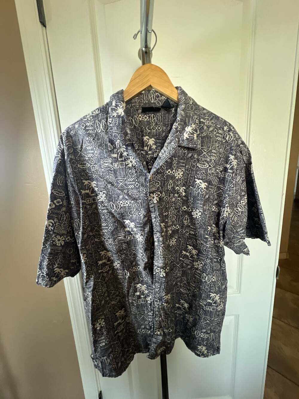 Vintage OP Sport Reverse Print Tribal Palm Hawaiian Shirt